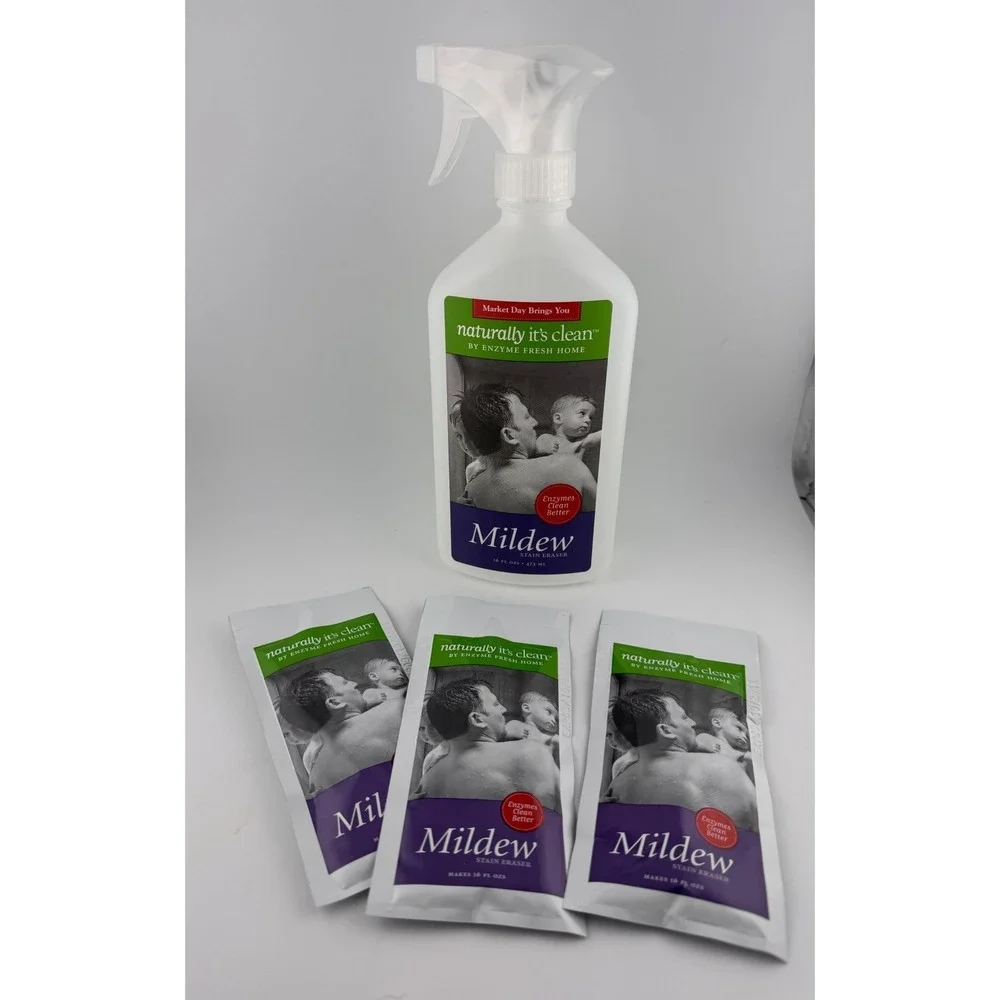 Naturally Its Clean Mildew Cleanser Concentrate Spray Bottle 3 Packets